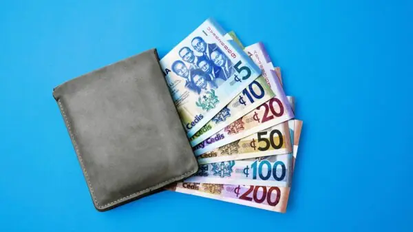 Mens wallet with all Legal tender Ghanaian Cedis money currency notes