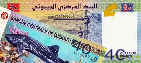 Commemorative banknote of 40 years of independence of Djibouti. Djibouti money.