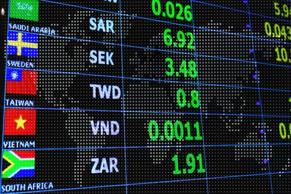 currency exchange rate on digital LED display board