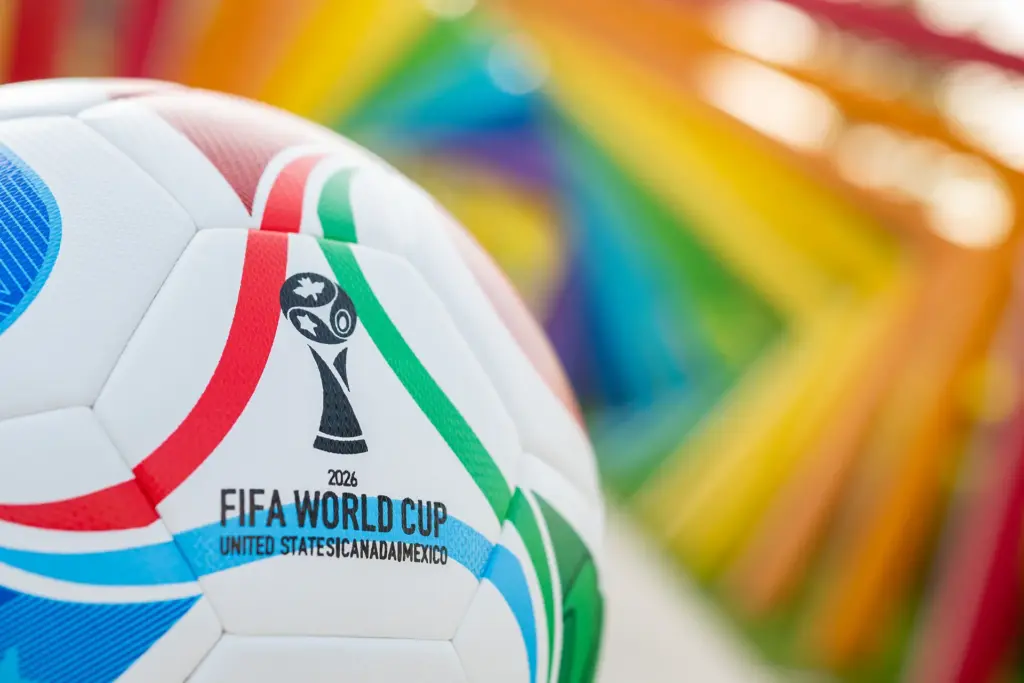 Close up of a football with the Fifa logo